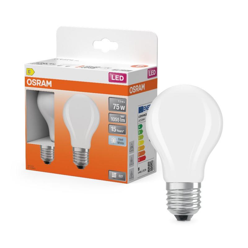 Doppelpack OSRAM E27 LED Lampe STAR RETROFIT matt 7,5W wie 75W neutralweißes Licht